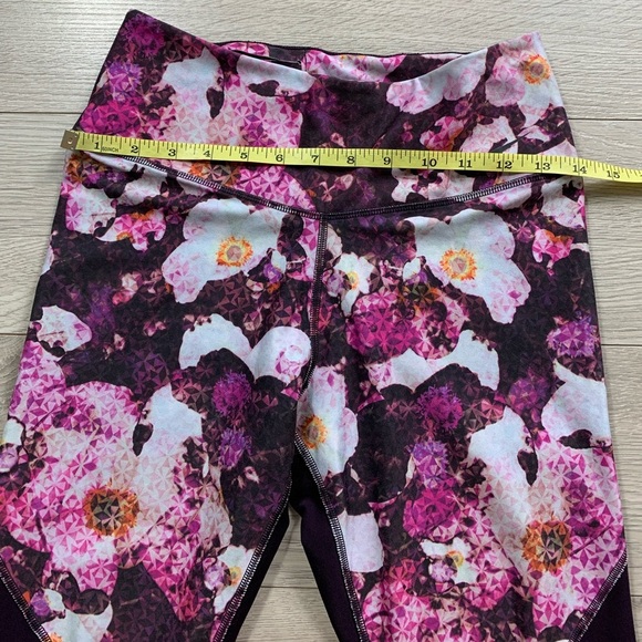 Nike Power Legend Floral Port Wine Mesh Run Training Leggings - Picture 12 of 16